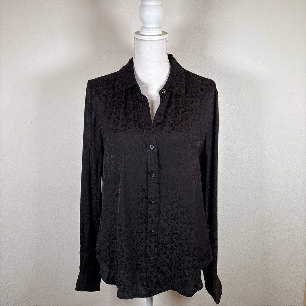 Scotch & Soda jacquard button down blouse black XS